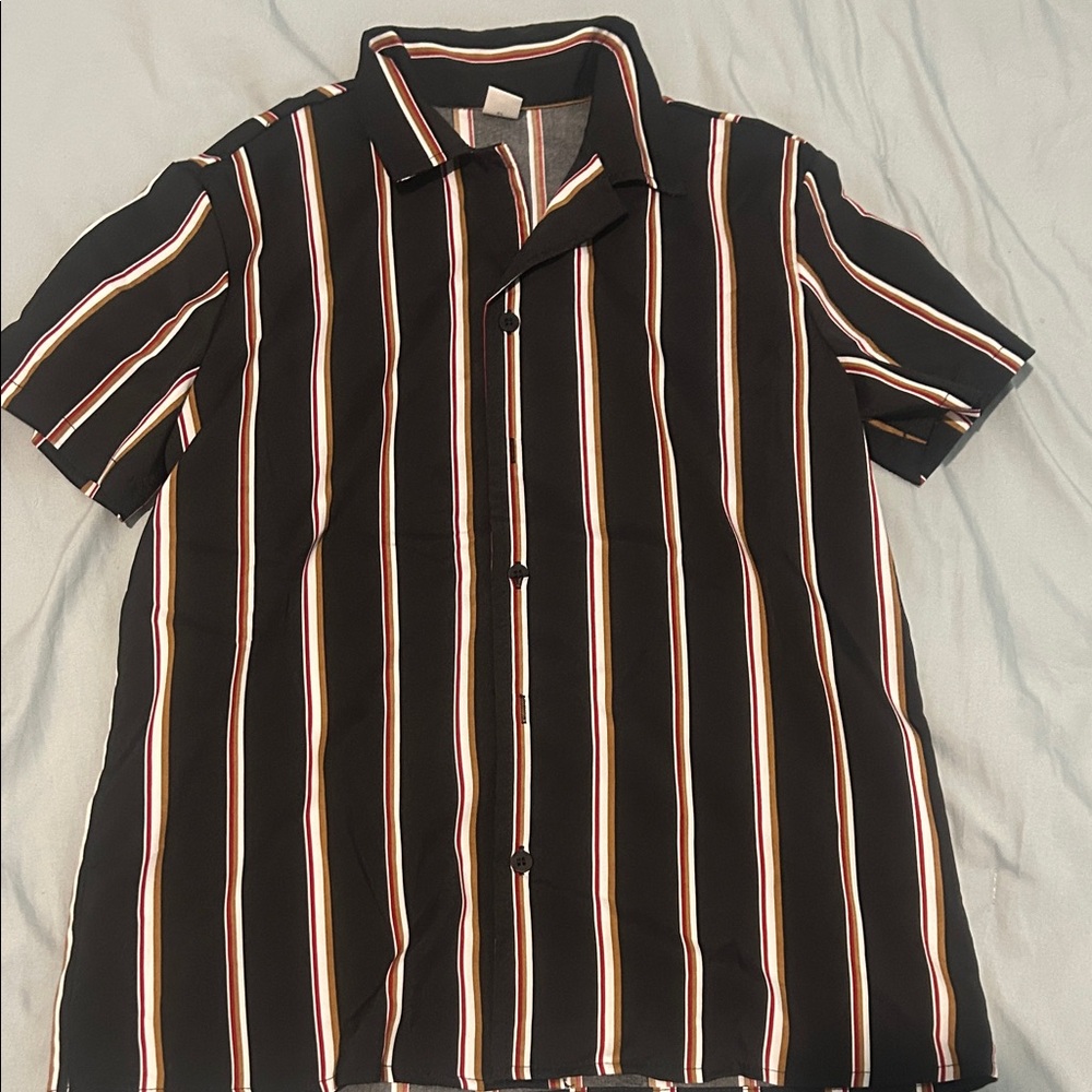 SHEIN Kids Black Striped Button Down Shirt